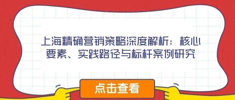上海精確營銷策略深度解析:核心要素、實踐路徑與標桿案例研究