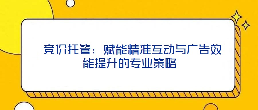 競價托管:賦能精準互動與廣告效能提升的專業策略