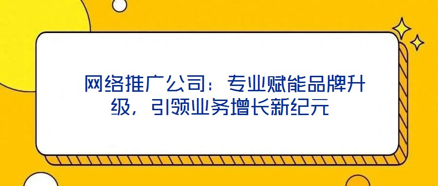  網(wǎng)絡(luò)推廣公司：專業(yè)賦能品牌升級(jí)，引領(lǐng)業(yè)務(wù)增長(zhǎng)新紀(jì)元