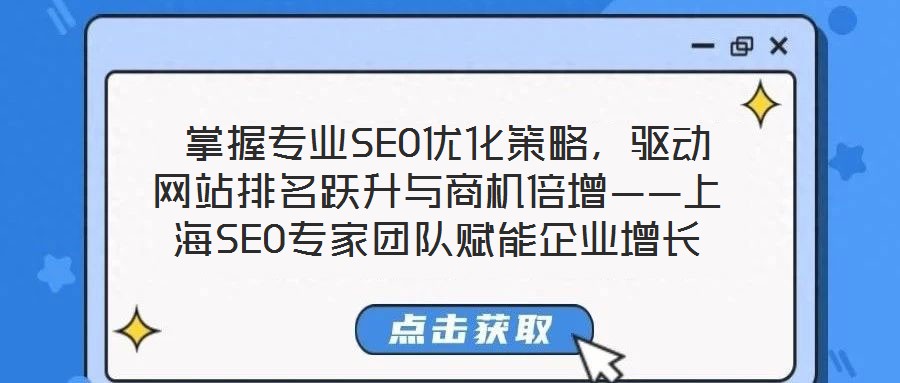 掌握專業SEO優化策略,驅動網站排名躍升與商機倍增——上海SEO專家團隊賦能企業增長